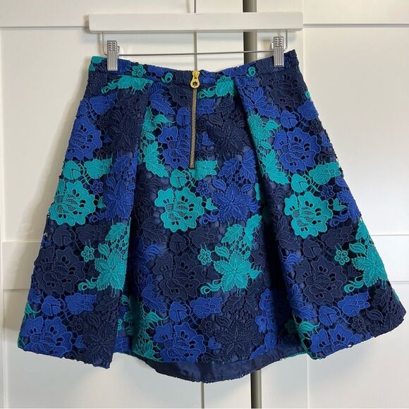 Draper James June Skirt 2 Blue Aqua Lace A-Line - Picture 3 of 3